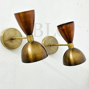 Mid Century Italian Sconce -Elegant Copper Brass Wall Sconce - Handcrafted Modern Home Lights Sconce CUSTOMISED WALL LAMP