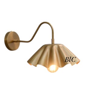 Handmade Fluted Umbrella Wall Sconce Vintage Brass Mid Century Style Brass Wall Lamp Sconce Brass Shade Indoor and Outdoor wall sconce light
