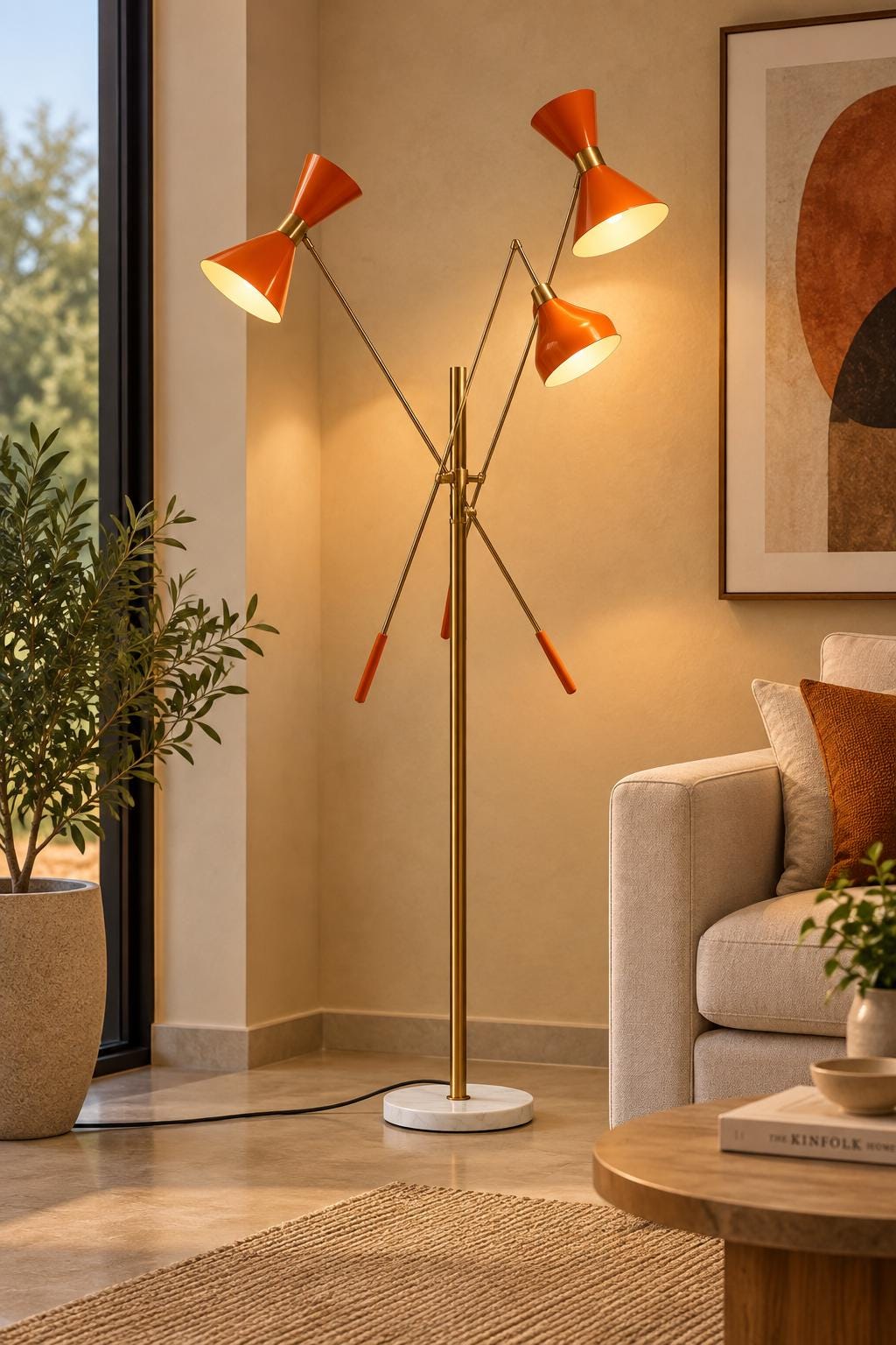 レトロ フロアスタンド オレンジ ファブリックシェード Floor lamp orange - Etsy 日本