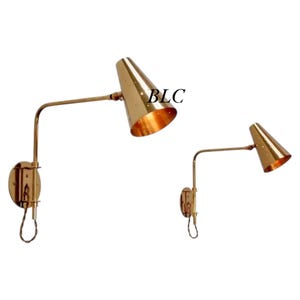 Brass Sconce Mid-Century Handmade Italian Brass Dual Swing Wall Sconce Reading Wall Light Mid-Century Wall Lamp For Home Decor