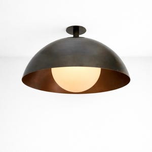 Modern Dome Brass Pendant Ceiling Light with Frosted Globe Diffuser