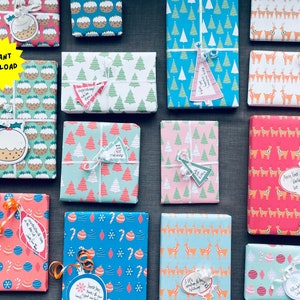 Printable Christmas Gift Wrap and Tags Printable Gift Wrap - Etsy