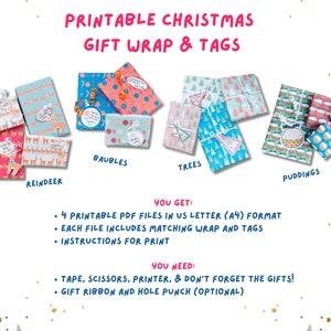 Printable Christmas Gift Wrap and Tags Printable Gift Wrap - Etsy