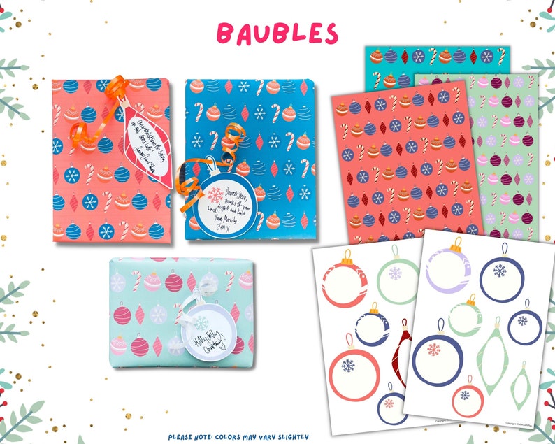Printable Christmas Gift Wrap and Tags Printable Gift Wrap - Etsy