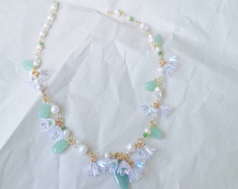 Lily of the Valley Fairy Necklace,Lily of the valley Necklace Bracelet and Earrings Set, Colorful Flower Necklace, Fairycore, Cottagecore,