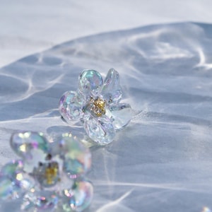 Iridescent Flower Stud Earrings: Clear Acrylic Floral Earrings