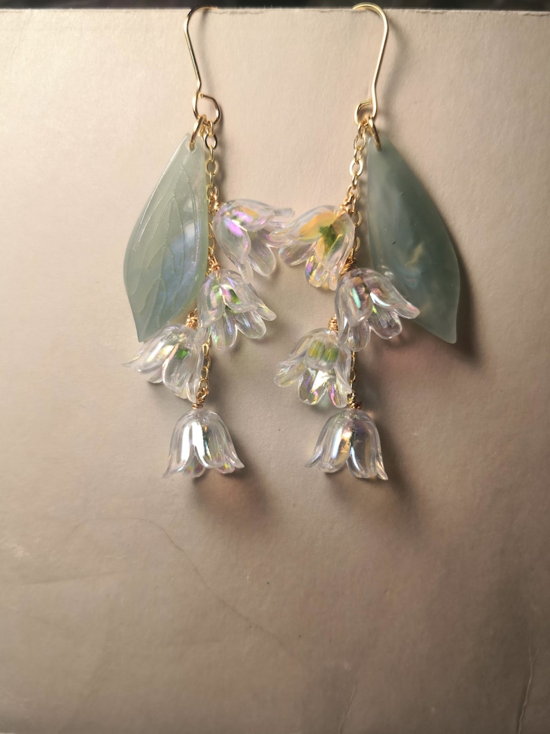 Lily of the Valley Earrings, Lily Earrings,Dangle Earrings,Dainty Floral Fairy Flower Earrings,Cottagecore earring,mom gift,Bridal Earring image 5