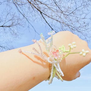 Beaded Flower Bracelet: Spring Blossom, Cottagecore Style