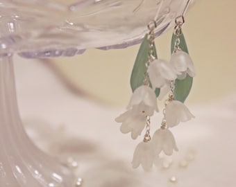 Lily of the Valley Dangle Earrings: Floral Cottagecore Bridal Jewelry