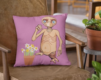 ET Pillow | New | Be Good | Flowers | Phone Home Alien | 16"x16"