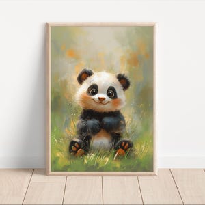 Kids Poster, Digital Poster for Kids, Animal Art Print, Watercolor Wall Art, Panda Poster