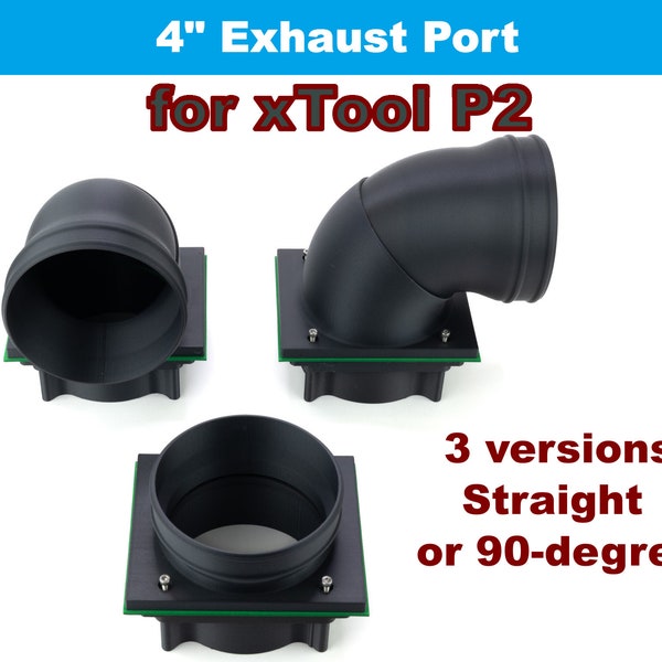 Orifice d'échappement P2 4 pouces pour graveur laser xTool P2 ; 90 degrés ou droit ; Réversible (version non magnétique)