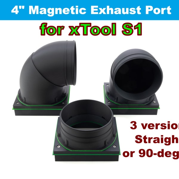 S1 Magnetic 4 inch Exhaust Port for xTool S1 Laser Engraver; 90-degree or Straight; Reversible