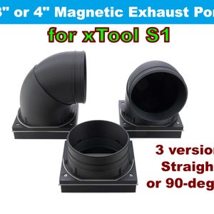 xTool S1レーザー彫刻機用S1磁気排気ポート。複数のスタイル：3インチ、4インチ、IF2/AP2ホース、モジュラー