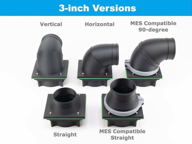 Shows all five available 3-inch P2 exhaust ports.