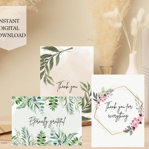 Thank You Card Bundle, Gratitude Card, Instant Digital Download, Say Thanks