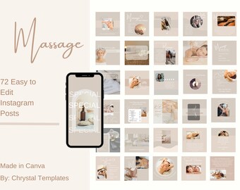 Massagetherapeut Instagram Post Canva-sjablonen: bewerkbare sociale media (direct downloaden)