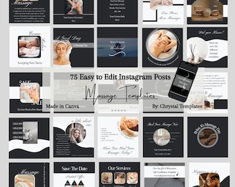 Massage Therapist Instagram Post Canva Templates (Instant Download)