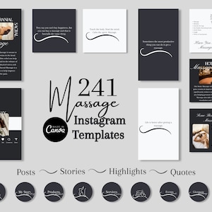 Massage Therapist Instagram Canva Templates, Massage Therapist Social Media Templates, Editable Massage Canva Templates, Instant Download
