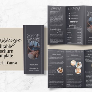 Massage Trifold Brochure | Massage Business Brochure | Editable Massage Brochure | Canva Brochure Template | Massage Therapist Brochure