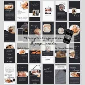 Massage Therapist Instagram Story Canva Templates, Massage Instagram Story, Editable Massage Social Media Stories, Instant Download