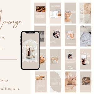 Canva Templates for Massage Therapists, Instagram Stories, Massage Instagram Story, Editable Massage Social Media Templates,Instant Download