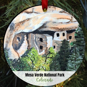 Monumento Nacional Mesa Verde, lembrança personalizada, lembrança, pintada à mão, enfeite fotográfico
