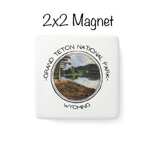 Grand Teton National Park Porzellan Magnet, quadratisch, Snake River, handbemalt