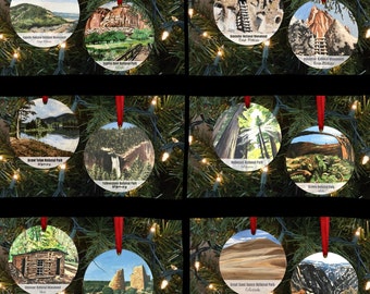 National Park customized hand painted Christmas Ornament, National Monuments, photo ornament, family keepsake