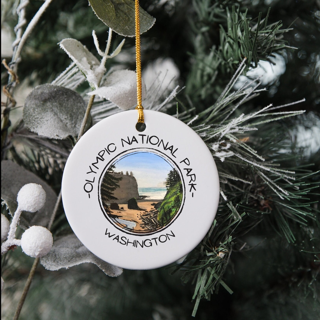 Olympic National Park Illustration Retro Ceramic Ornament | Zazzle