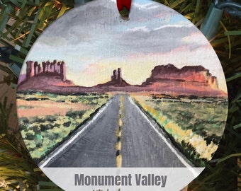 Monument Valley Ornament, Custom Souvenir, keepsake, hand painted, photo ornament
