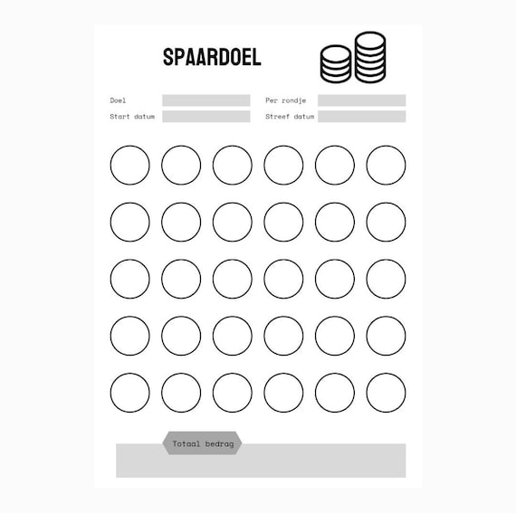 Printable A4 PDF Savings Goal EN &amp; EN - Etsy