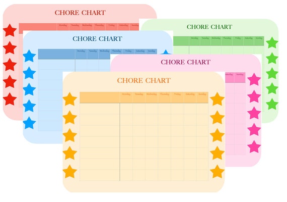 Chore Chart Printable Instant Download Customizable - Etsy