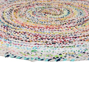 Cotton Round Rug, Braided Round Rug, White Cotton Rug, White Round Rug, Round Area Rug, Circle Cotton Rug, Multicolor Rug, Non Slip Bath Mat