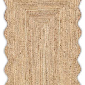 Jute Rug Runner, Scalloped Runner, Wavy Edge Runner Rug, Scalloped Jute Rug, Rug for Hallway, Personalized Jute Rug, Seagrass Runner