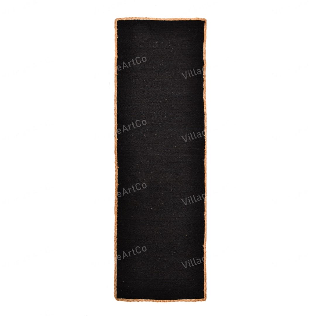 Natural Jute Black Runner for Hallway/stair/kitchen, Custom Size Runner ...
