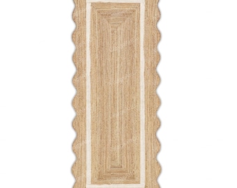 Wavy Edge Rug Runner, Hallway Runner, Scalloped Runner, Jute Scalloped Rug, Custom Size Rug, Kitchen Runner, Carpet Runner, Entryway Runner