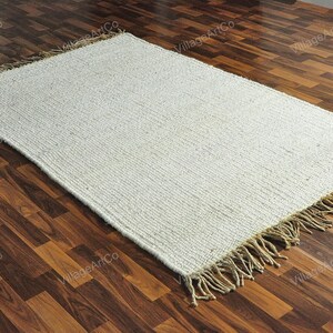 Custom size Rugs, Off White Hemp Rugs for Living Room/Dining Room/Bedroom ON SALE, Bohemian Hand Braided White Jute Hallway Runner 2.5 X 10