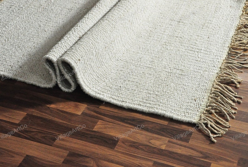Custom size Rugs, Off White Hemp Rugs for Living Room/Dining Room/Bedroom ON SALE, Bohemian Hand Braided White Jute Hallway Runner 2.5 X 10