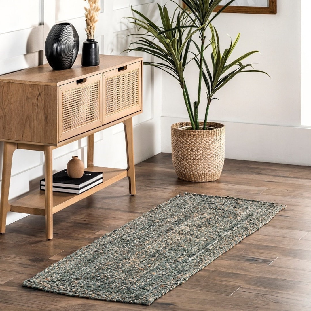 Cotton and Jute Braided Runner, Eco Friendly Runner, Bohemian Rug, Hallway Runner, Boho Decor