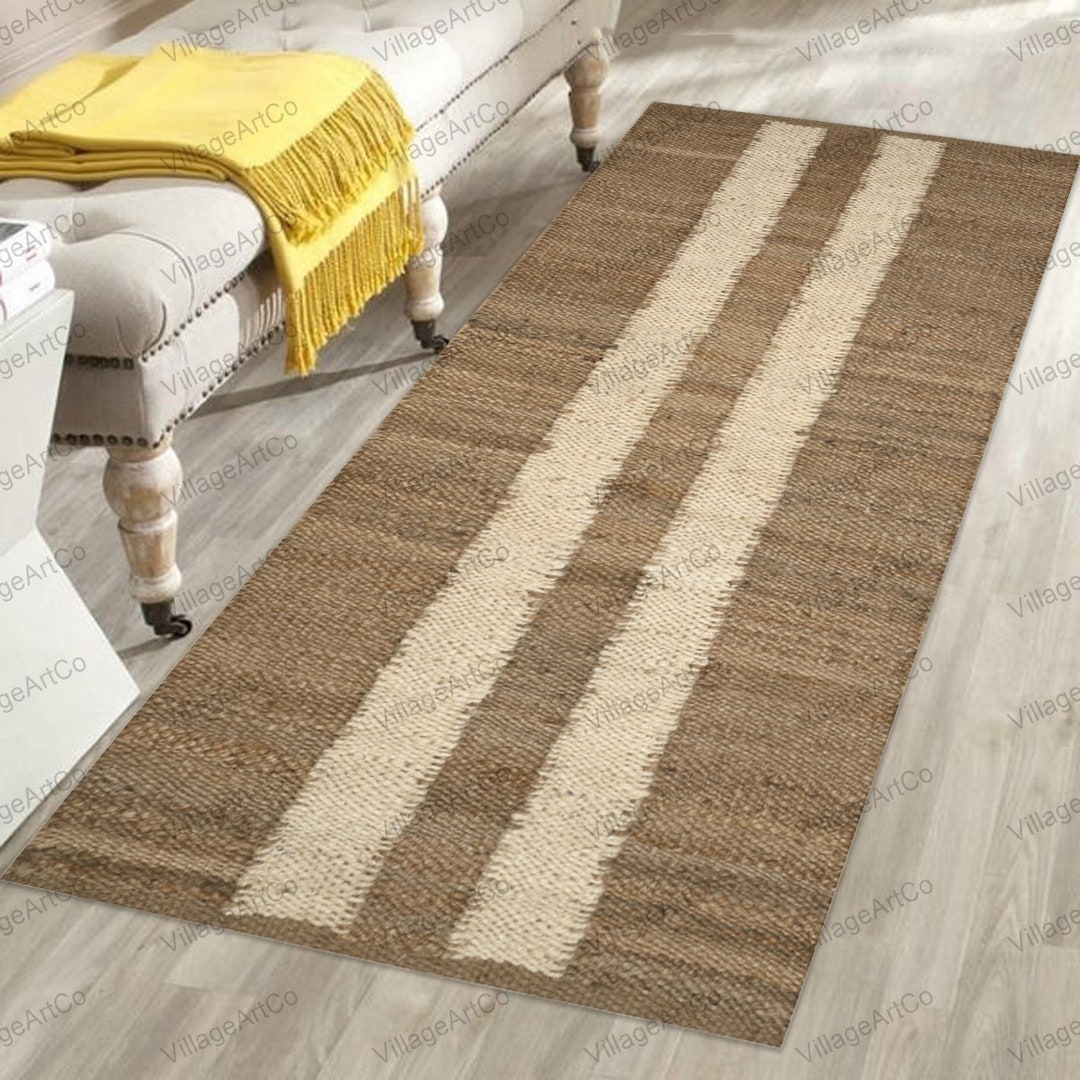 Custom Size Hemp Jute Hallway Runner/entryways Rugs on SALE, Striped