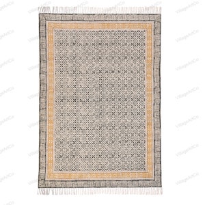 Extra large Cotton Rug for Living Room/Dining Room/Bedroom Machine Washable Rug Cotton Printed Carpet Washable Cotton Rug Dhurrie Doormat