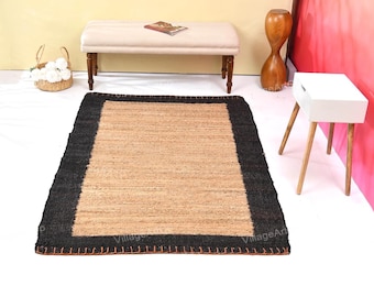 Natural Jute Hemp Rug – Braided Runner Rug, Handwoven Loomed Rug, Hand Knotted Rug for Living Room, Dining Room & Entryway
