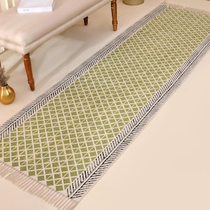 Washable Runner Rug, Cotton Washable Rug, Washable Rug for Kitchen, Machine Washable Rug, Hand Block Print Rug, Cotton Runner for Hallway