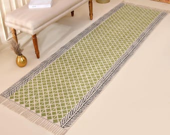 Washable Runner Rug, Cotton Washable Rug, Washable Rug for Kitchen, Machine Washable Rug, Hand Block Print Rug, Cotton Runner for Hallway