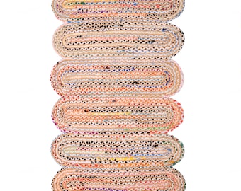 Cotton Area Rug, Braided Runner Rug, Cotton Chindi Rug, Handwoven Rug, Multicolor Cotton Rug, Cotton Hallway Runner, Cotton Bath Runner
