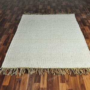 Custom size Rugs, Off White Hemp Rugs for Living Room/Dining Room/Bedroom ON SALE, Bohemian Hand Braided White Jute Hallway Runner 2.5 X 10