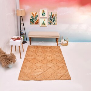 Jute Area Rug 8X10, Box Pattern Rug, Seagrass Carpet Runner, Natural Jute Rug, Braided Rug Runner, Jute Hallway Runner, Interior Decor Rug