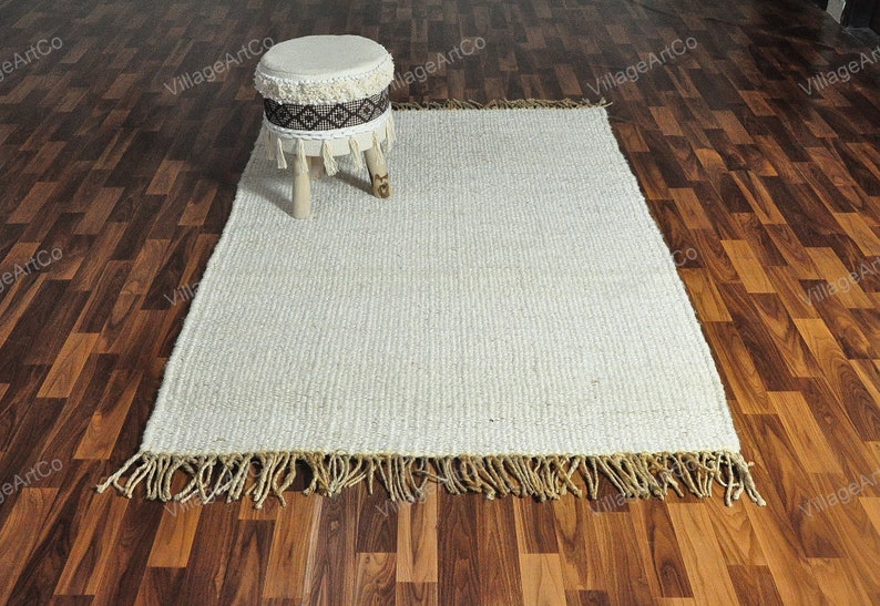 Custom size Rugs, Off White Hemp Rugs for Living Room/Dining Room/Bedroom ON SALE, Bohemian Hand Braided White Jute Hallway Runner 2.5 X 10 image 1