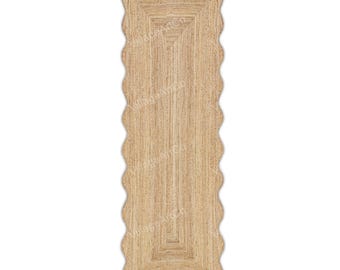 Jute Rug Runner, Scalloped Runner, Wavy Edge Runner Rug, Scalloped Jute Rug, Rug for Hallway, Personalized Jute Rug, Seagrass Runner